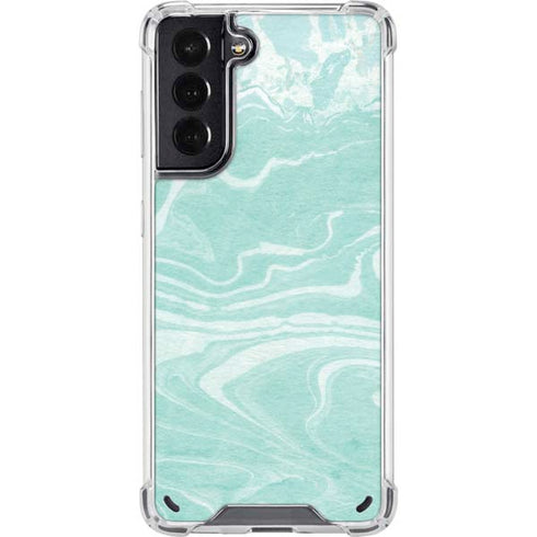 Mint Marbling Galaxy S21 5G Clear Case