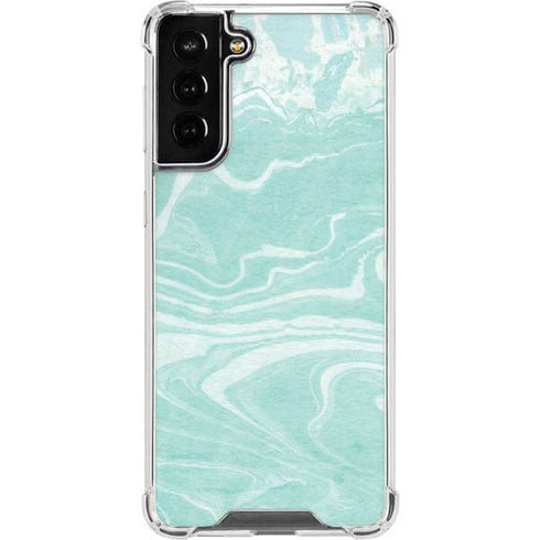 Mint Marbling Galaxy S21 FE Clear Case