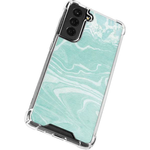 Mint Marbling Galaxy S21 FE Clear Case