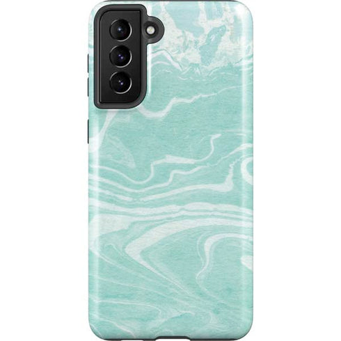 Mint Marbling Galaxy S21 FE Pro Case