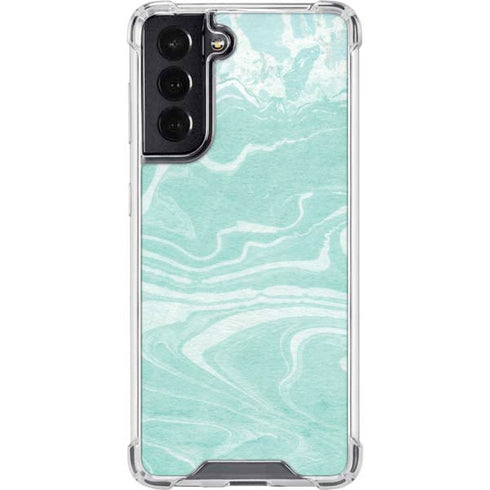 Mint Marbling Galaxy S22 Clear Case