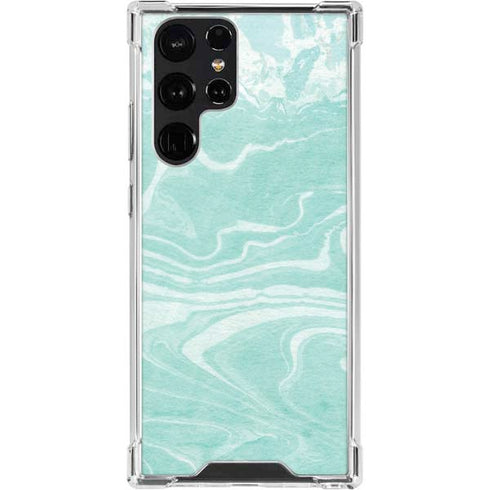 Mint Marbling Galaxy S22 Ultra Clear Case