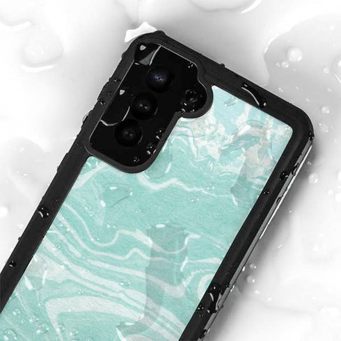Mint Marbling Galaxy S23 Plus Waterproof Case