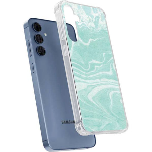 Mint Marbling Galaxy S24 Clear Case