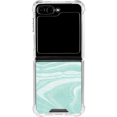 Mint Marbling Galaxy Z Flip5 5G Clear Case