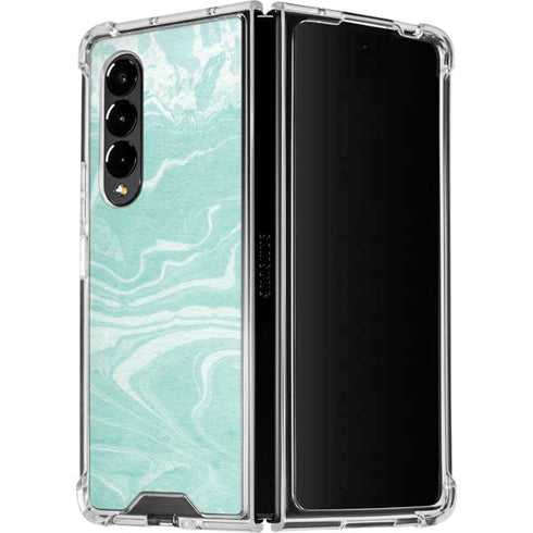 Mint Marbling Galaxy Z Fold4 5G Clear Case