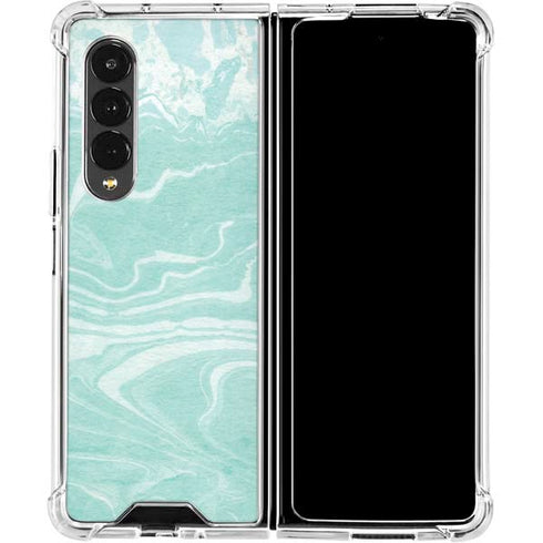 Mint Marbling Galaxy Z Fold4 5G Clear Case