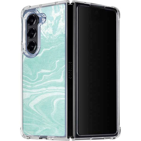 Mint Marbling Galaxy Z Fold5 5G Clear Case