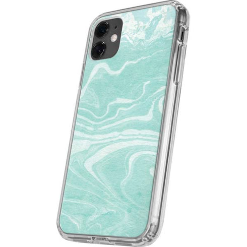 Mint Marbling iPhone 11 Clear Case
