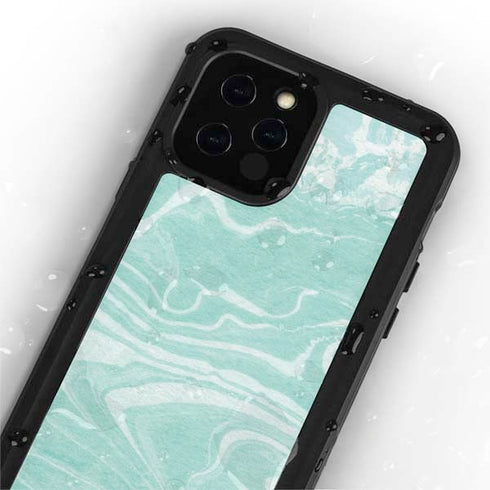 Mint Marbling iPhone 12 Pro Waterproof Case