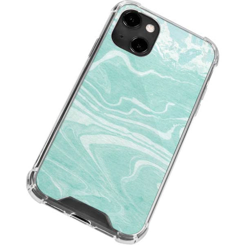 Mint Marbling iPhone 13 Clear Case