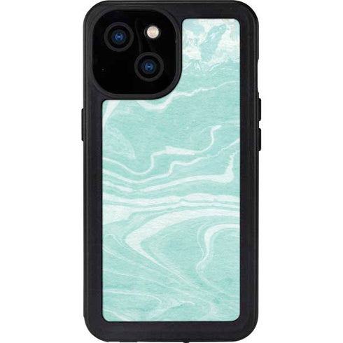 Mint Marbling iPhone 13 Mini Waterproof Case