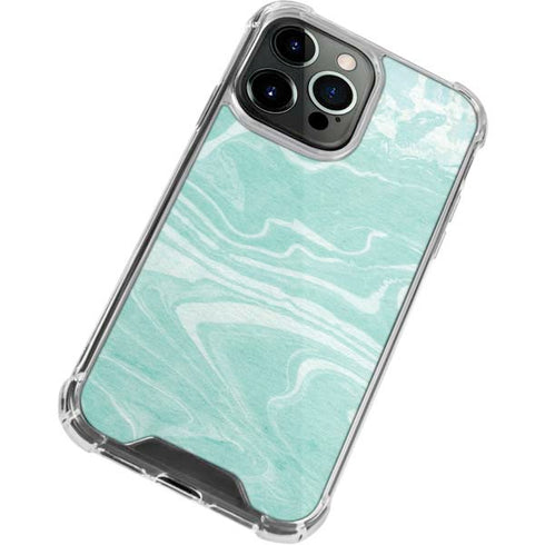 Mint Marbling iPhone 13 Pro Clear Case