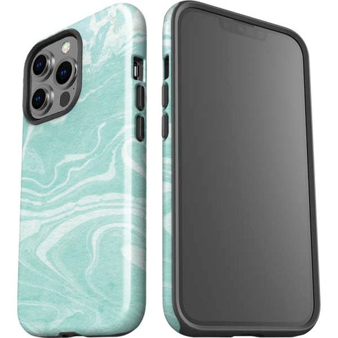 Mint Marbling iPhone 13 Pro Impact Case