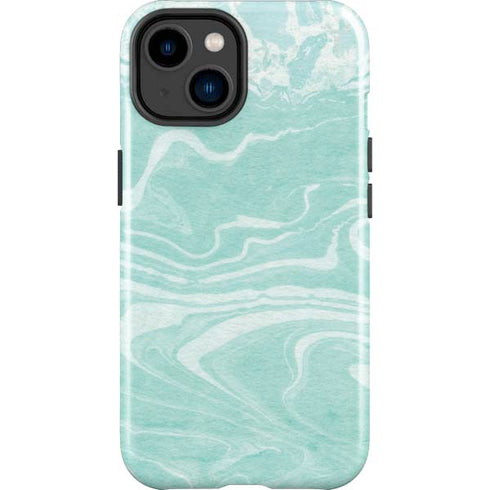 Mint Marbling iPhone 15 Plus Impact Case