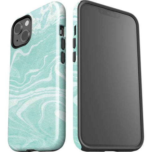 Mint Marbling iPhone 15 Plus Impact Case
