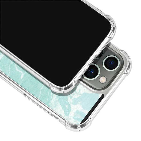 Mint Marbling iPhone 14 Pro Clear Case