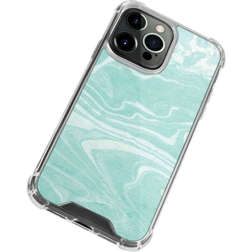 Mint Marbling iPhone 15 Pro Clear Case