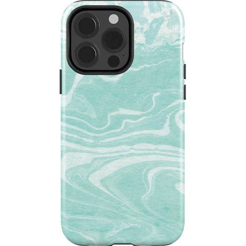 Mint Marbling iPhone 15 Pro Impact Case