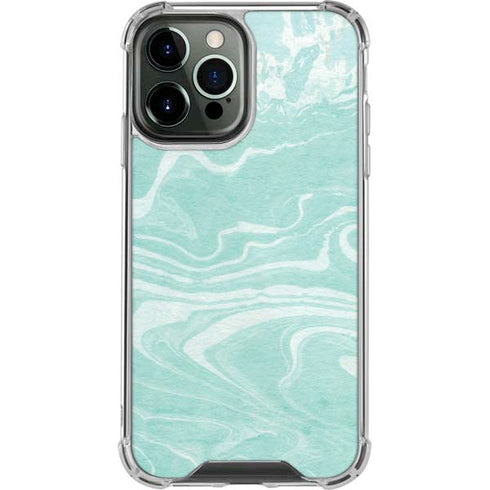 Mint Marbling iPhone 15 Pro Max Clear Case