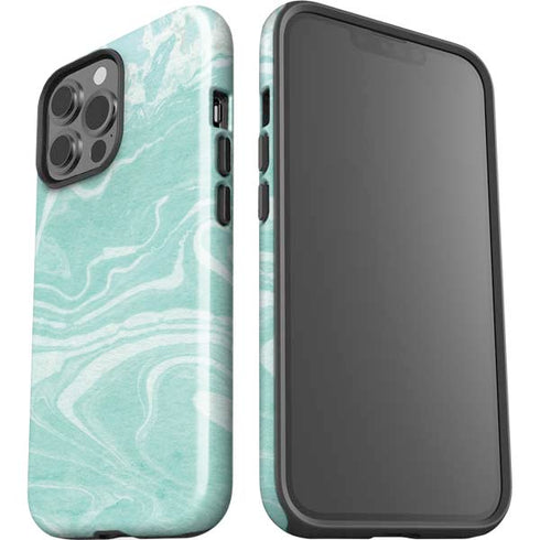 Mint Marbling iPhone 15 Pro Max Impact Case