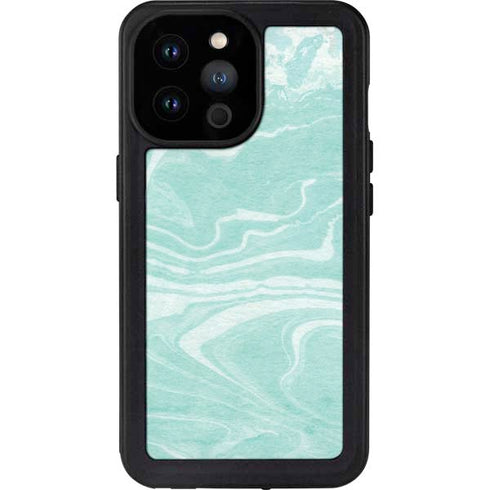 Mint Marbling iPhone 14 Pro Max Waterproof Case