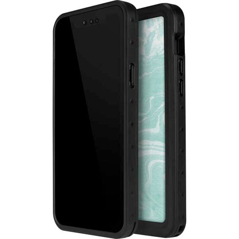 Mint Marbling iPhone 15 Plus Waterproof Case