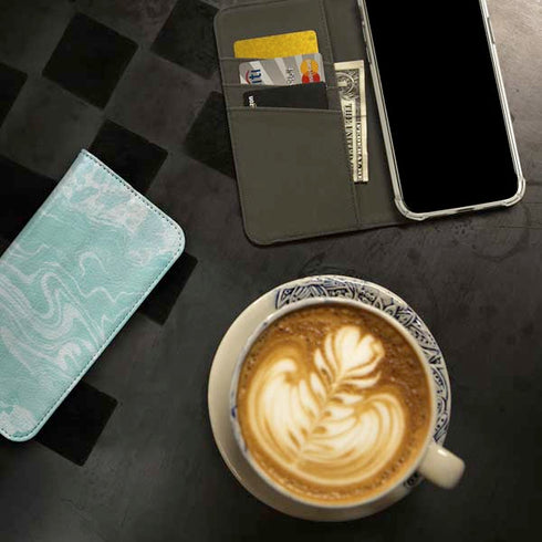 Mint Marbling iPhone 15 Pro Max Folio Case