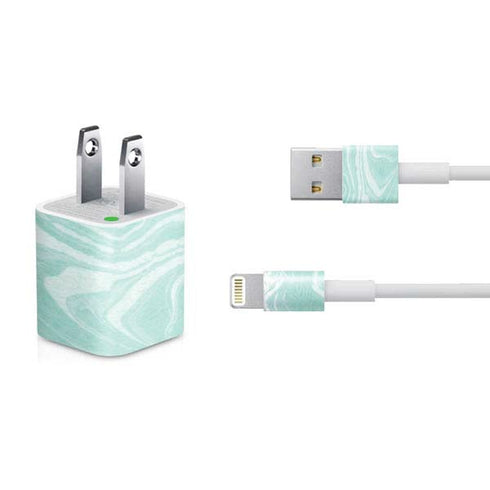 Mint Marbling iPhone Charger (5W USB) Skin