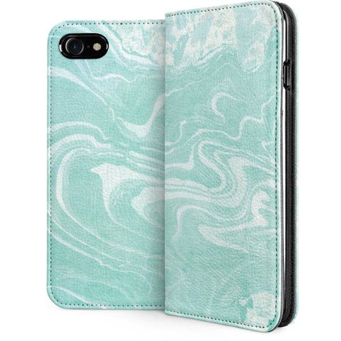 Mint Marbling iPhone SE (2nd & 3rd Gen) Folio Case