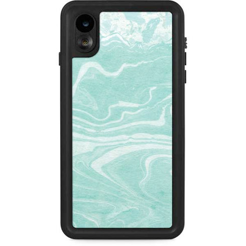 Mint Marbling iPhone XR Waterproof Case