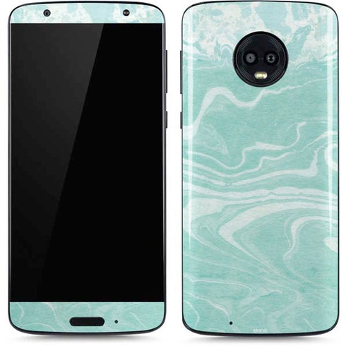 Mint Marbling Moto G6 Skin
