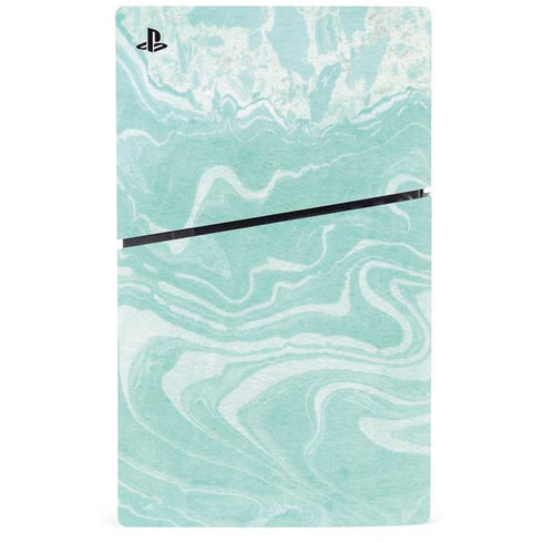Mint Marbling PS5 Slim Disk Bundle Skin