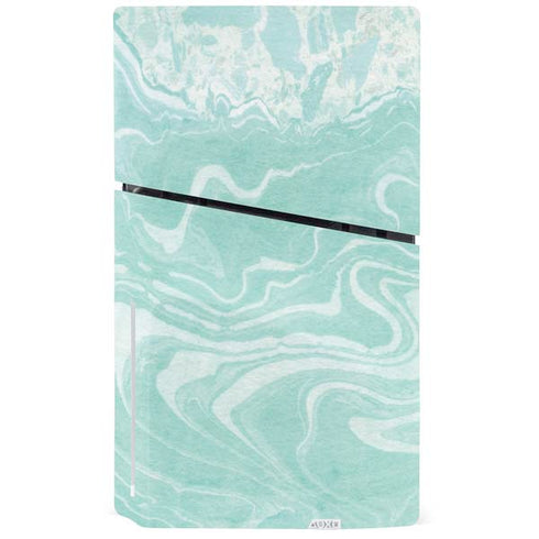 Mint Marbling PS5 Slim Disk Console Skin
