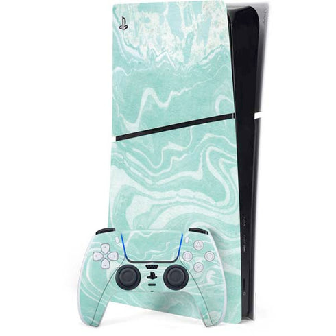 Mint Marbling PS5 Slim Digital Edition Console Skin