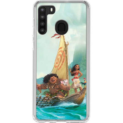 Disney Moana and Maui Set Sail Galaxy A21 Clear Case