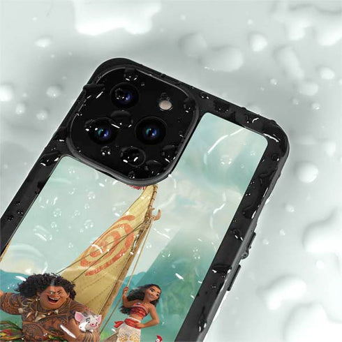 Disney Moana and Maui Set Sail iPhone 14 Pro Max Waterproof Case