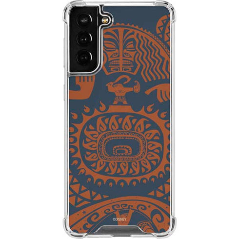 Disney Moana Octopus Tropical Print Art Galaxy S21 FE Clear Case