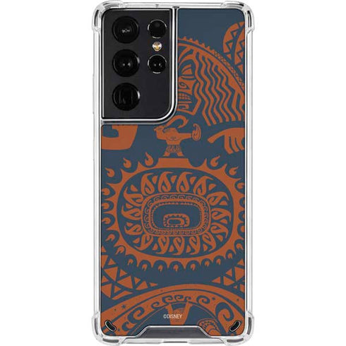 Disney Moana Octopus Tropical Print Art Galaxy S21 Ultra 5G Clear Case