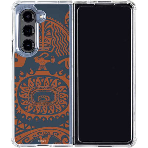 Disney Moana Octopus Tropical Print Art Galaxy Z Fold5 5G Clear Case
