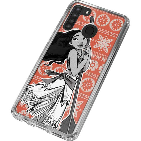 Disney Moana Character Tropical Print Art Galaxy A21 Clear Case
