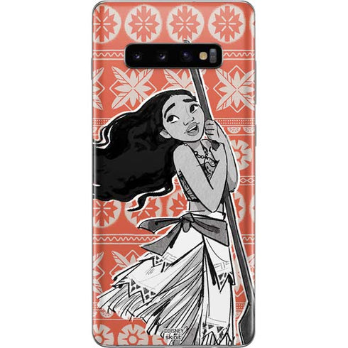 Disney Moana Character Tropical Print Art Galaxy S10 Plus Skin
