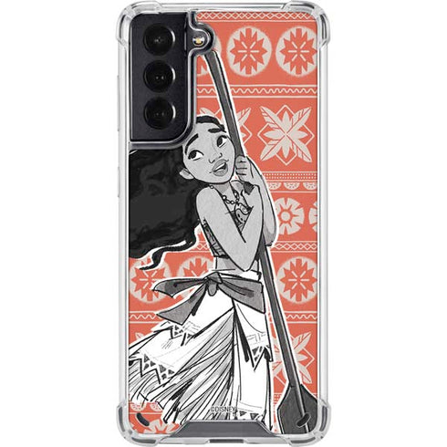 Disney Moana Character Tropical Print Art Galaxy S21 5G Clear Case