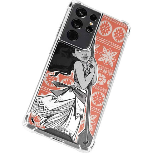 Disney Moana Character Tropical Print Art Galaxy S21 Ultra 5G Clear Case