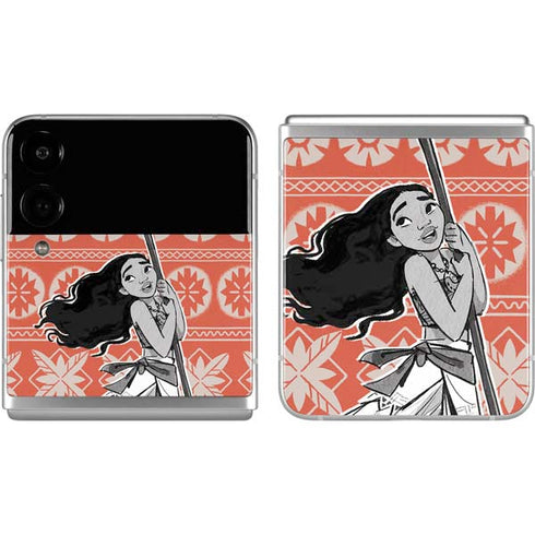 Disney Moana Character Tropical Print Art Galaxy Z Flip4 5G Skin