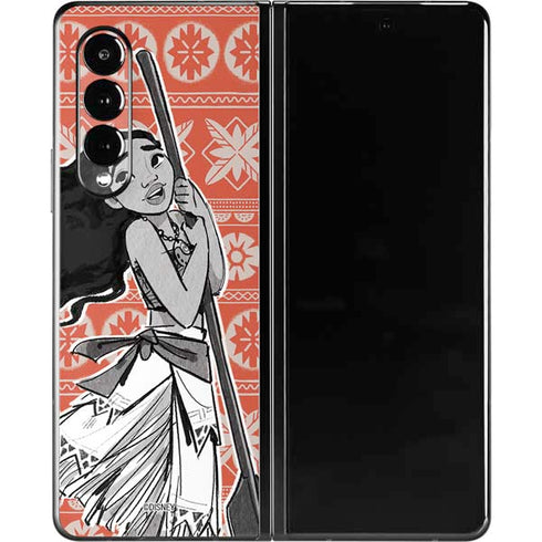 Disney Moana Character Tropical Print Art Galaxy Z Fold3 5G Skin