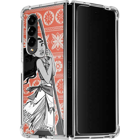 Disney Moana Character Tropical Print Art Galaxy Z Fold4 5G Clear Case