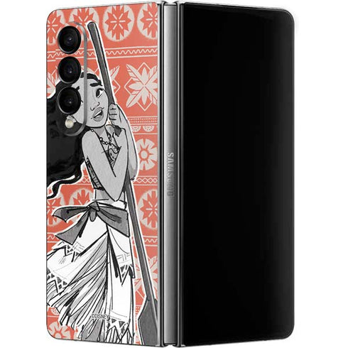 Disney Moana Character Tropical Print Art Galaxy Z Fold4 5G Skin