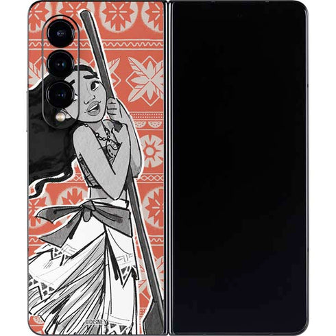 Disney Moana Character Tropical Print Art Galaxy Z Fold4 5G Skin