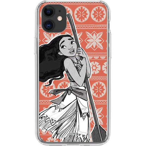 Disney Moana Character Tropical Print Art iPhone 11 Clear Case